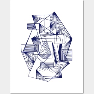 Blue Geometric abstract modern Posters and Art